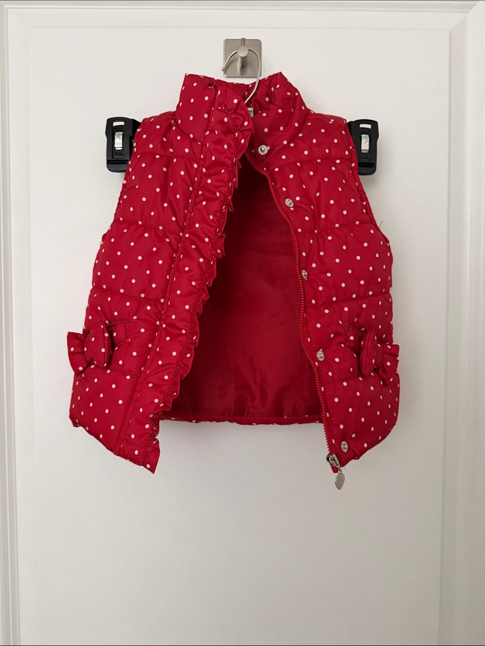 Toddle Red Polka Dot Puffer Vest with Ruffle Trim